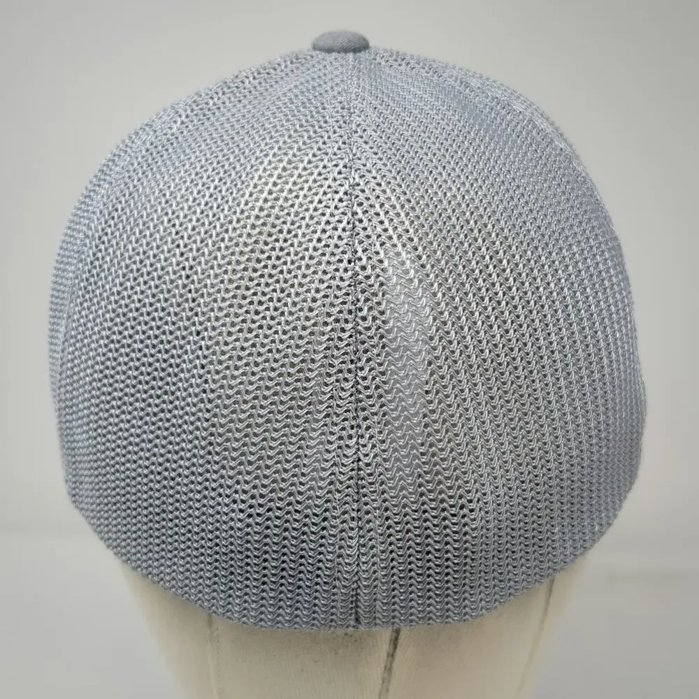 TravisMathew Baseball Cap Gray White XL Mesh Back Flexfit Hat Square Logo Patch